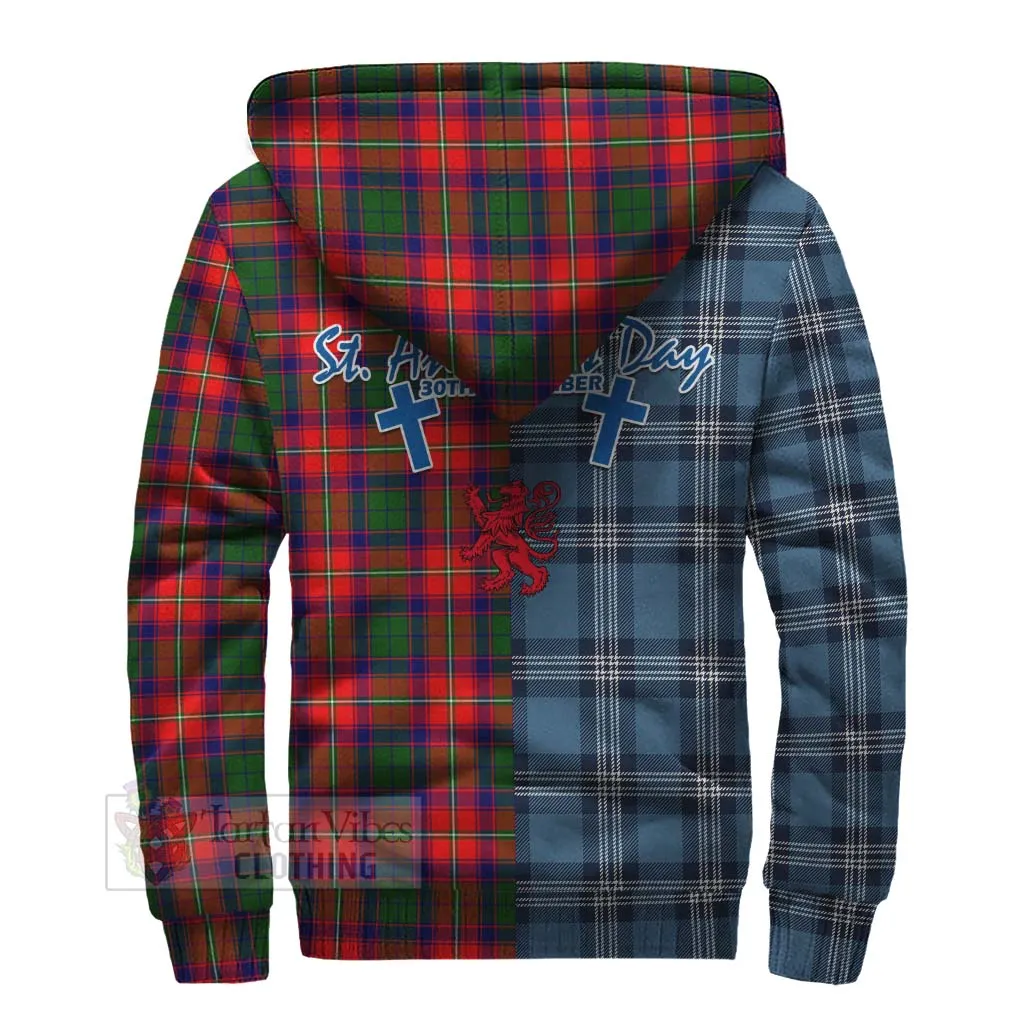 Belshes (Belsches) Tartan Sherpa Hoodie Happy St. Andrew's Day Half Tartan Style