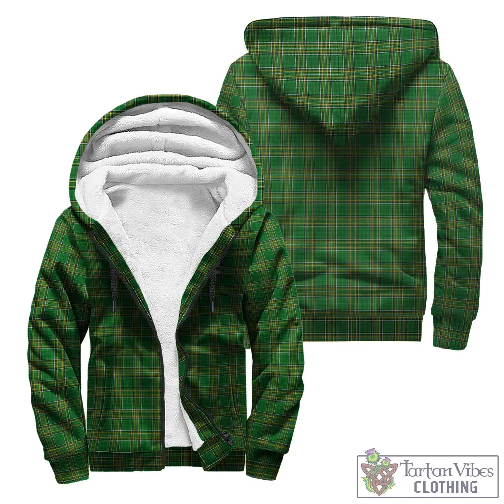 Bernard Irish Clan Tartan Sherpa Hoodie with Coat of Arms