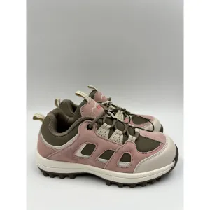 Big Kid Size 4, Low Top Pink & Brown Hikers w/ White Accents, Thick Rugged Tread