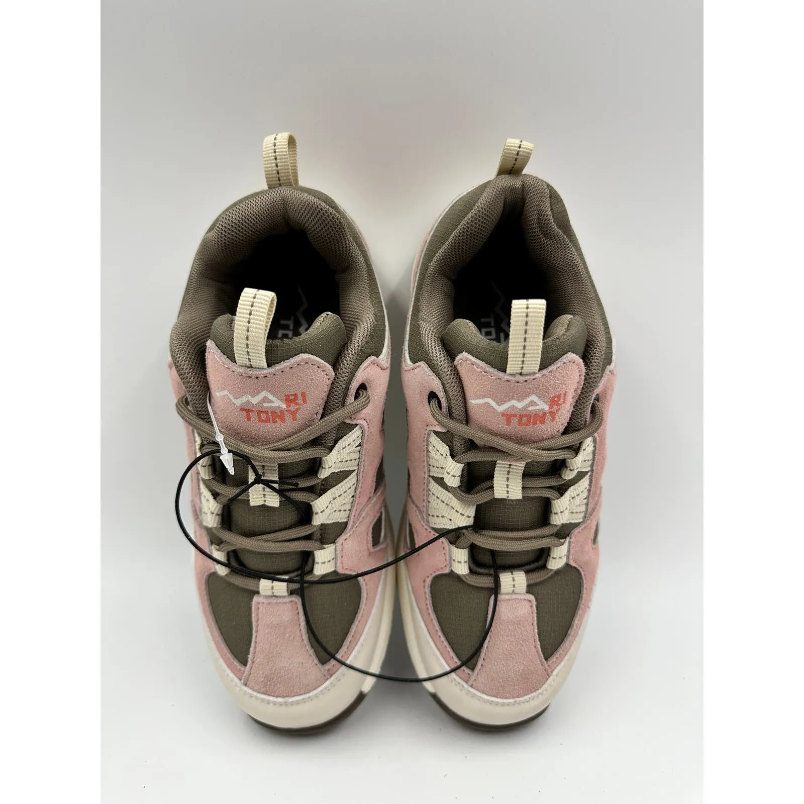 Big Kid Size 4, Low Top Pink & Brown Hikers w/ White Accents, Thick Rugged Tread