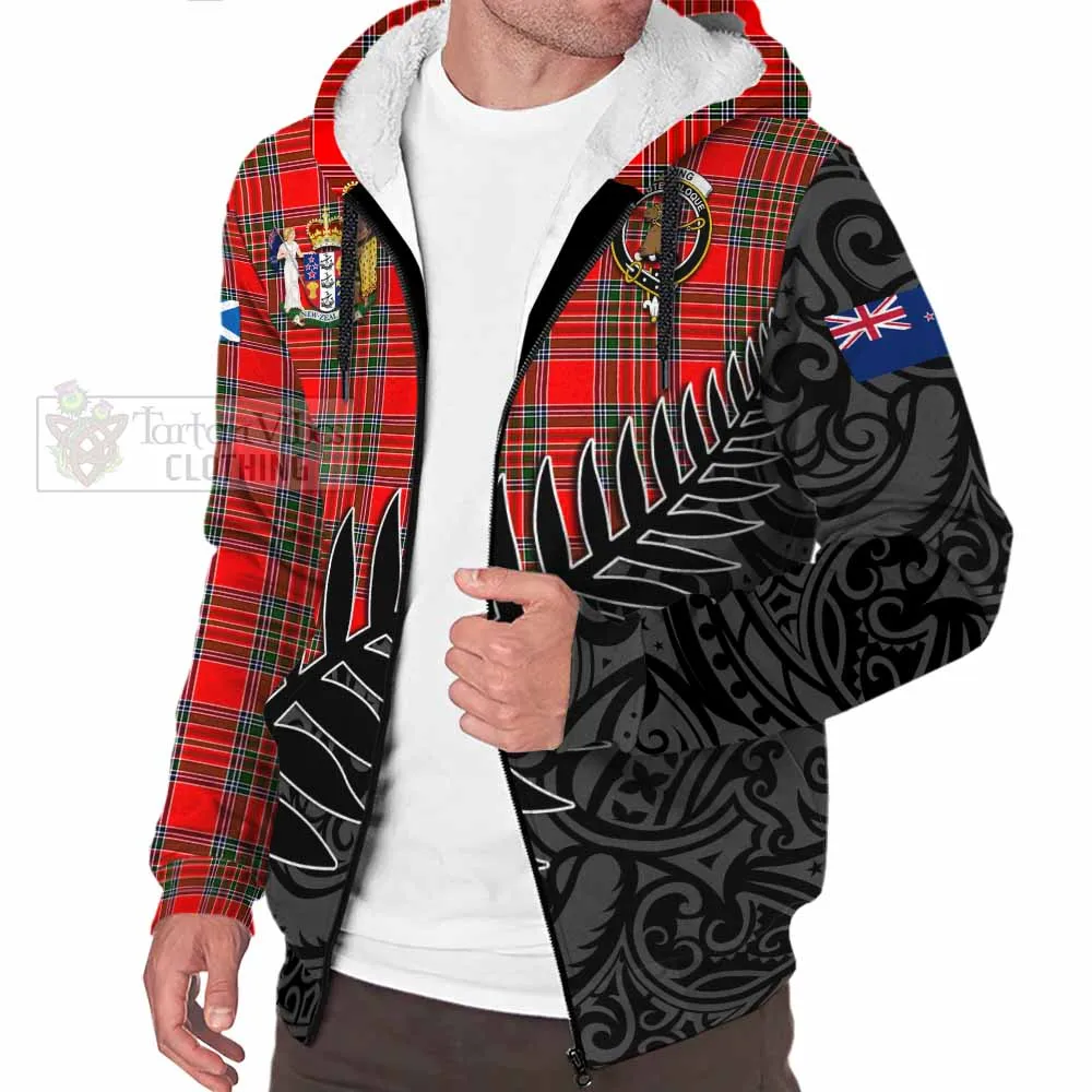 Binning Crest Tartan Sherpa Hoodie with New Zealand Silver Fern Half Style