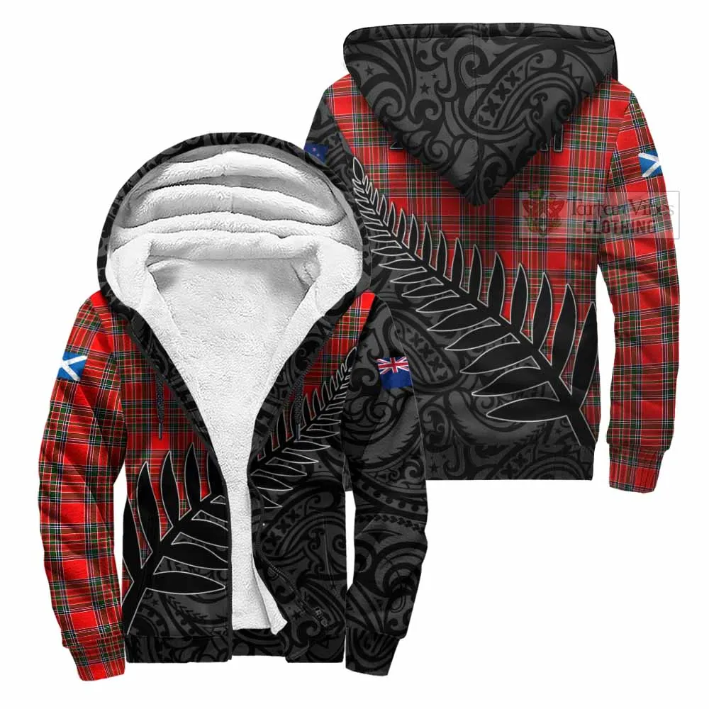 Binning Crest Tartan Sherpa Hoodie with New Zealand Silver Fern Half Style