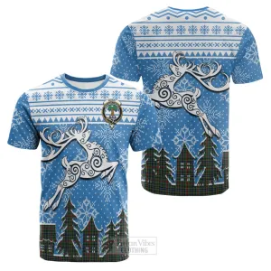 Bisset Clan Christmas Cotton T-shirt Celtic Reindeer Style