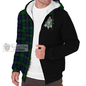 Black Watch Tartan Sherpa Hoodie with Family Crest and Half Of Me Style