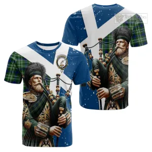 Blackadder Tartan Cotton T-shirt with Family Crest Scottish Bagpiper Vibes