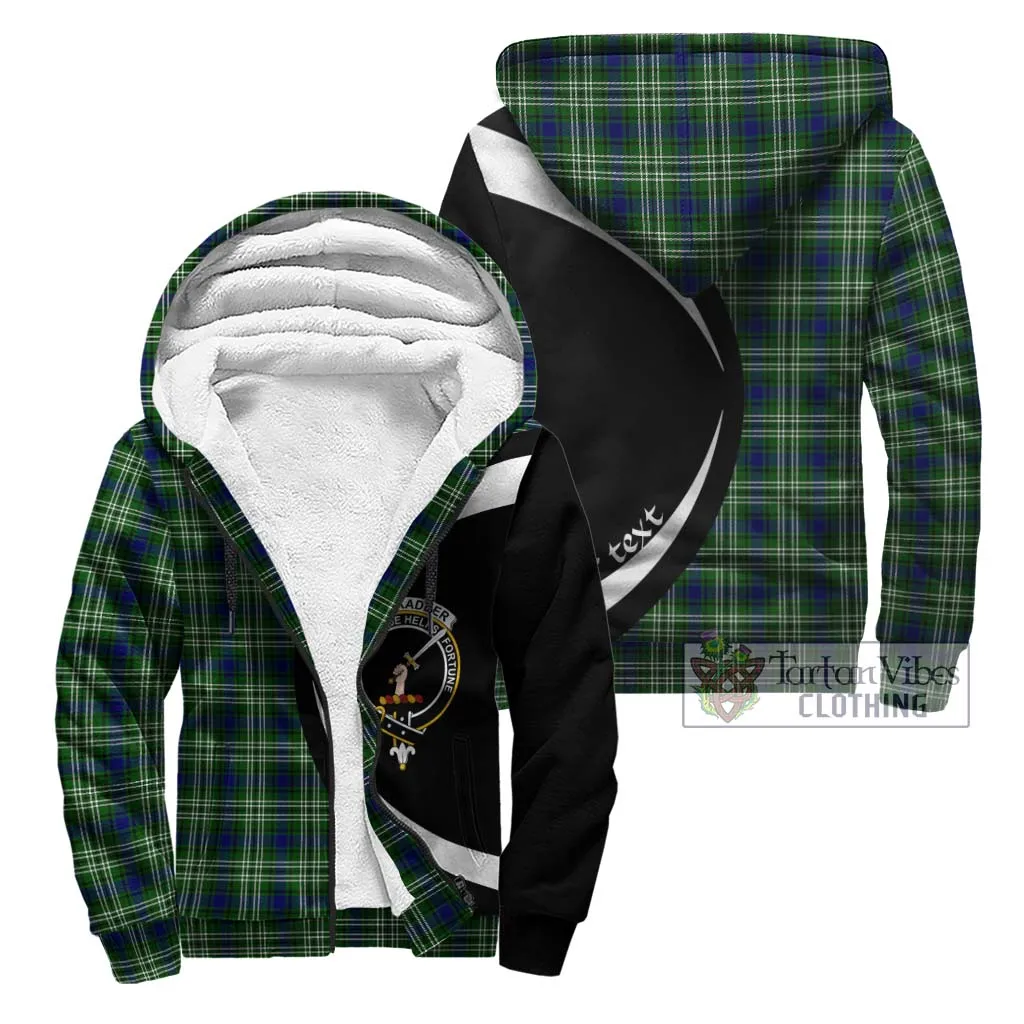 Blackadder Tartan Sherpa Hoodie with Family Crest Circle Style