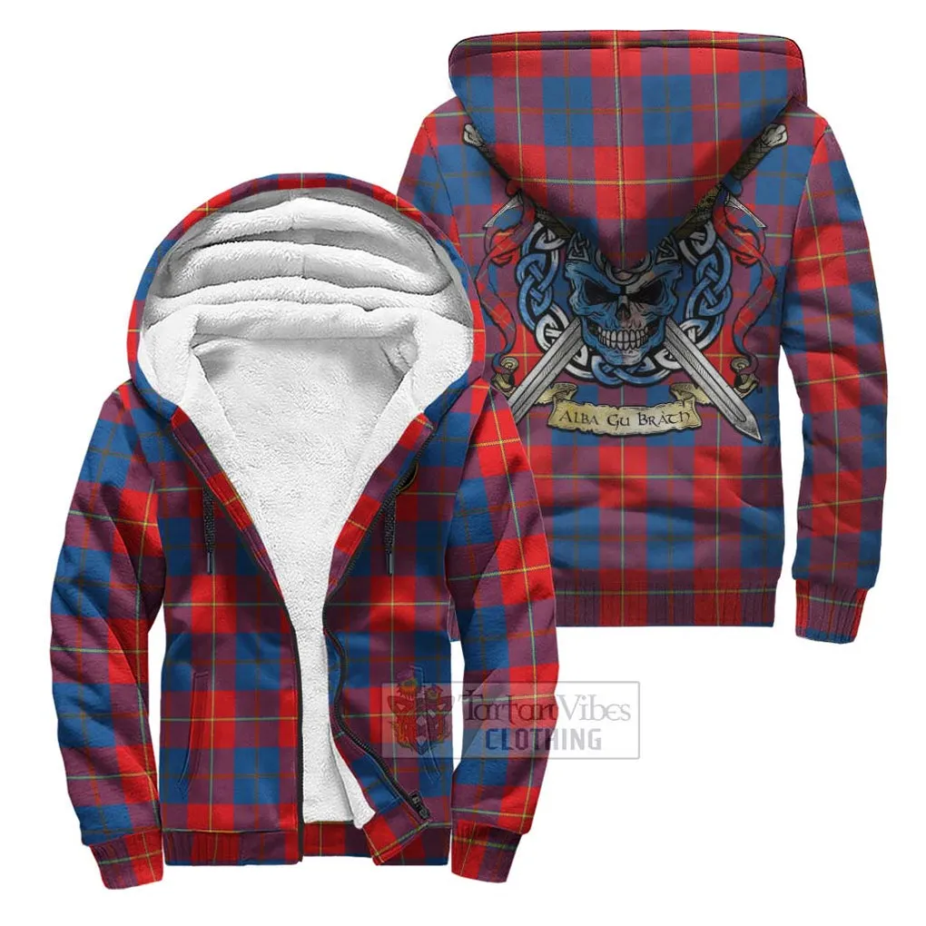 Blane Tartan Sherpa Hoodie with Family Crest Celtic Skull Style