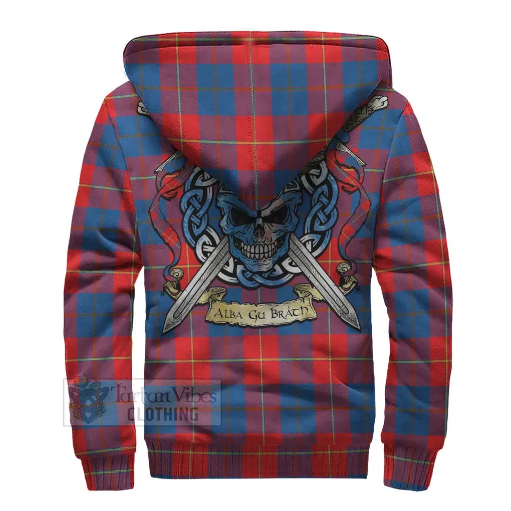 Blane Tartan Sherpa Hoodie with Family Crest Celtic Skull Style