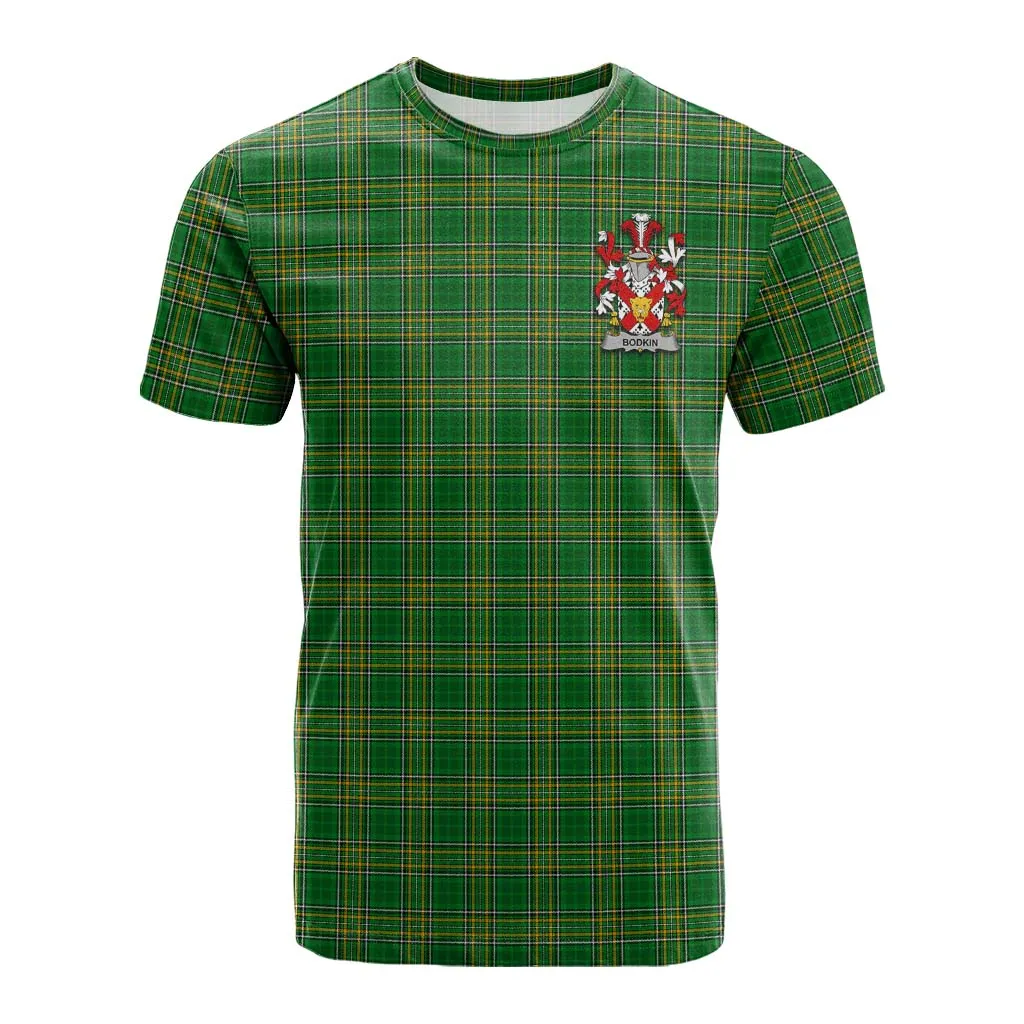 Bodkin Irish Clan Tartan Cotton T-shirt with Coat of Arms