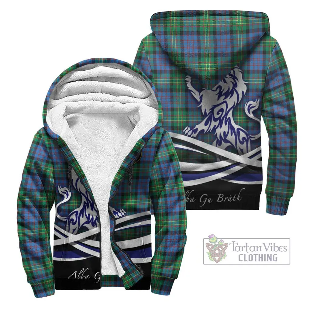 Bowie Ancient Tartan Sherpa Hoodie with Alba Gu Brath Regal Lion Emblem