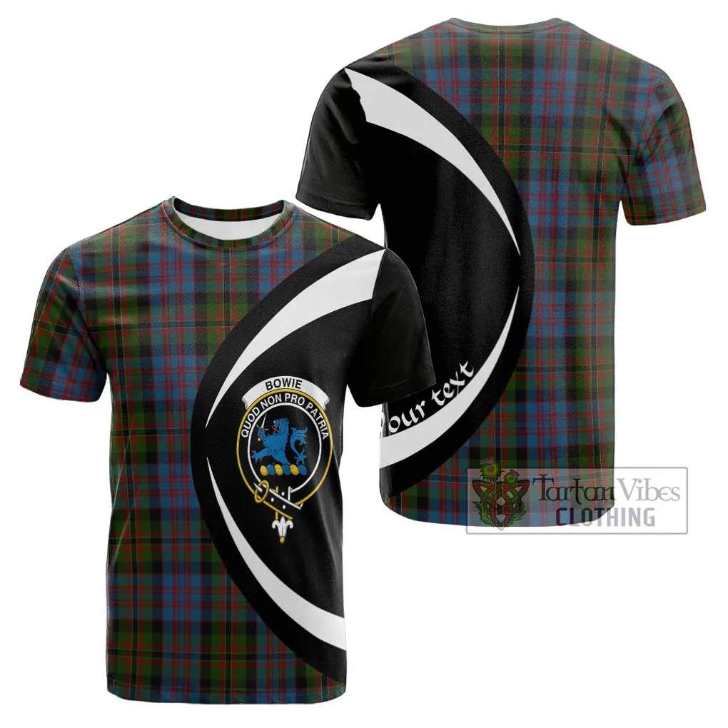 Bowie Tartan Cotton T-shirt with Family Crest Circle Style