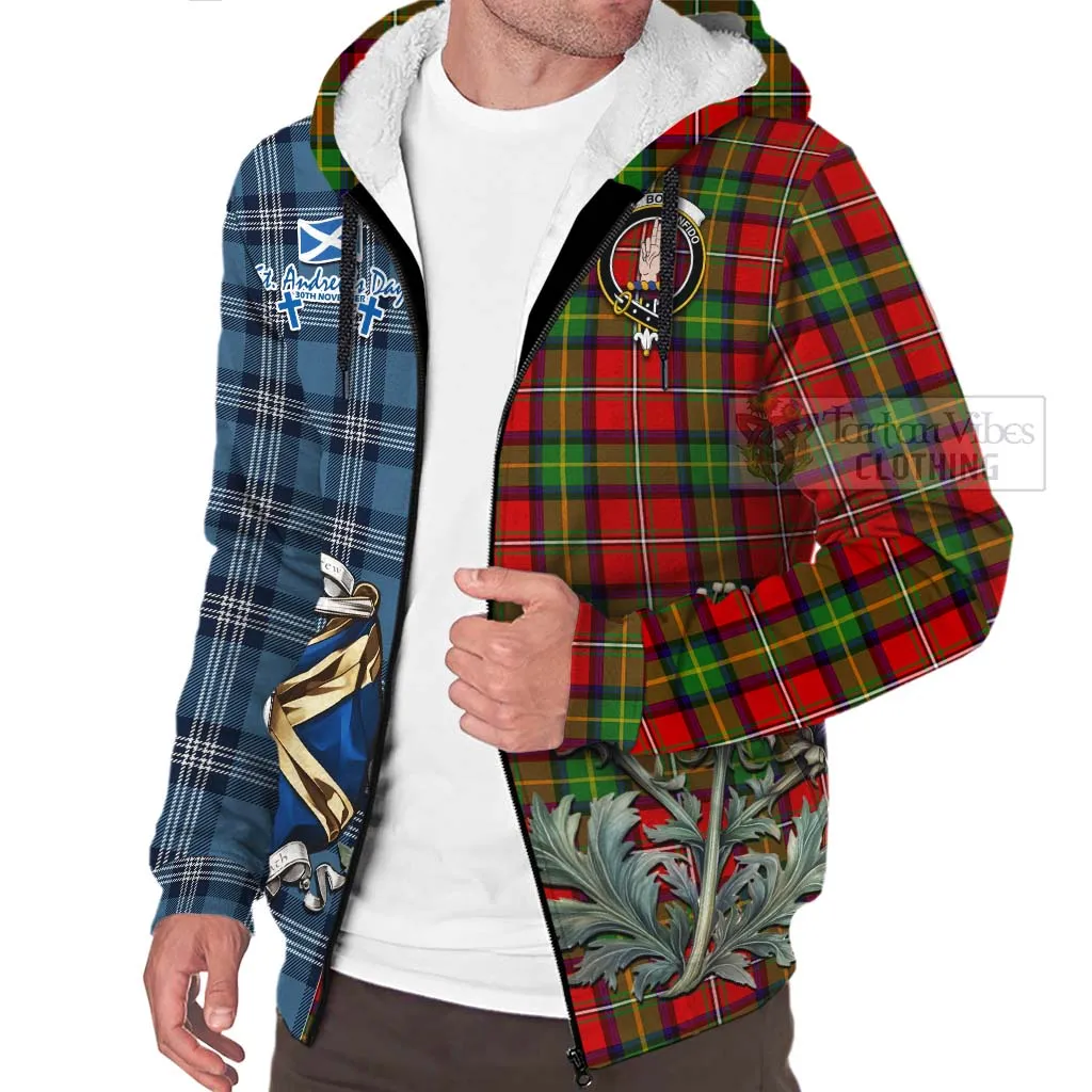 Boyd Tartan Sherpa Hoodie Happy St. Andrew's Day Half Tartan Style