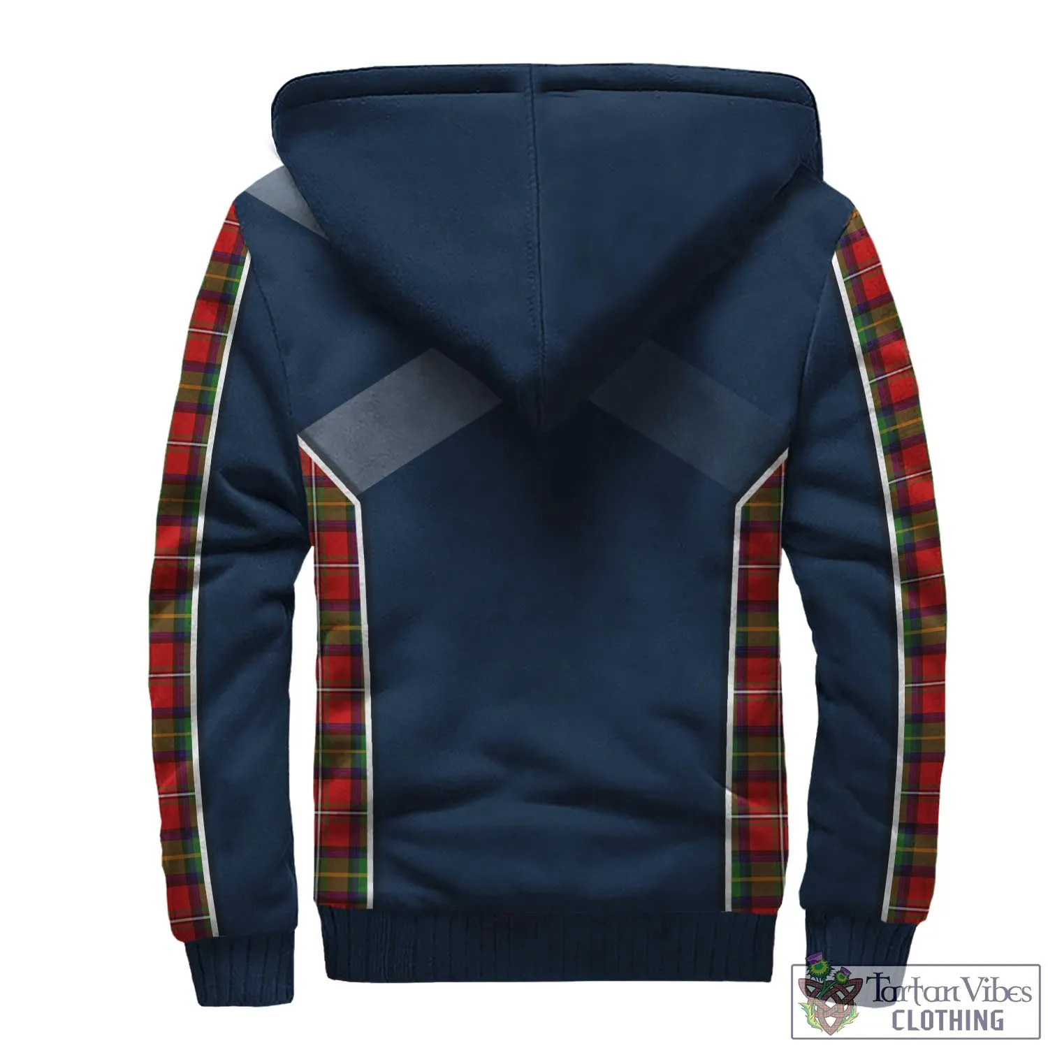 Boyd Tartan Sherpa Hoodie with Family Crest and Lion Rampant Vibes Sport Style