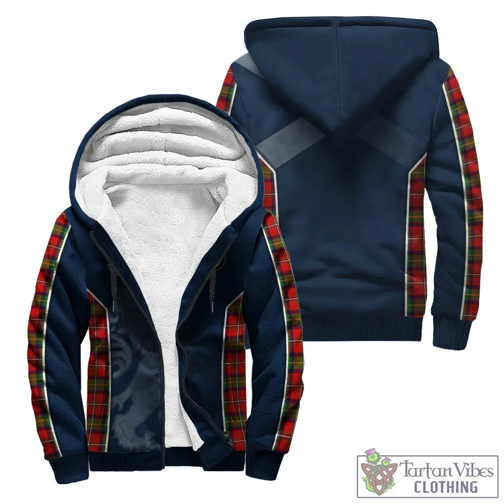 Boyd Tartan Sherpa Hoodie with Family Crest and Lion Rampant Vibes Sport Style