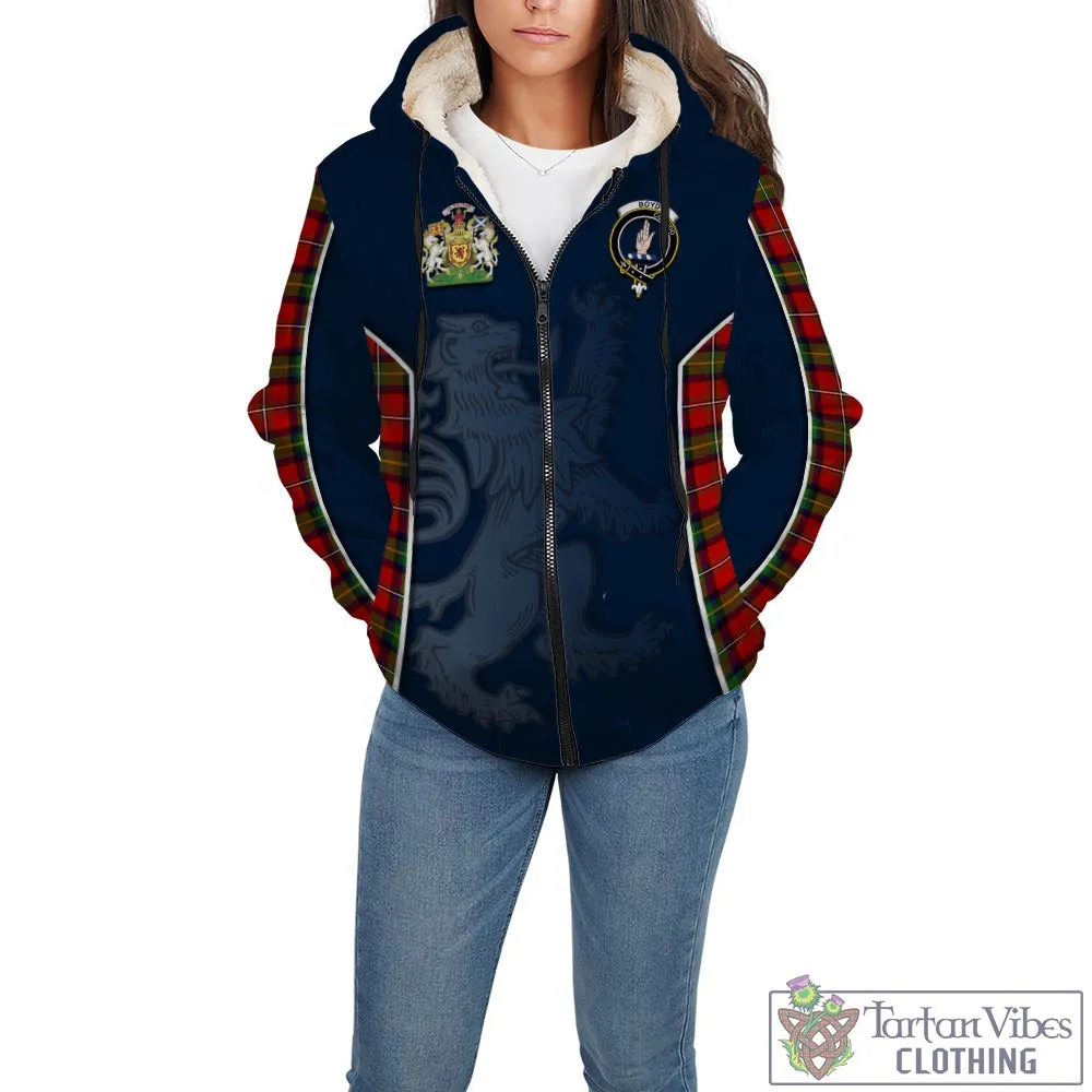 Boyd Tartan Sherpa Hoodie with Family Crest and Lion Rampant Vibes Sport Style