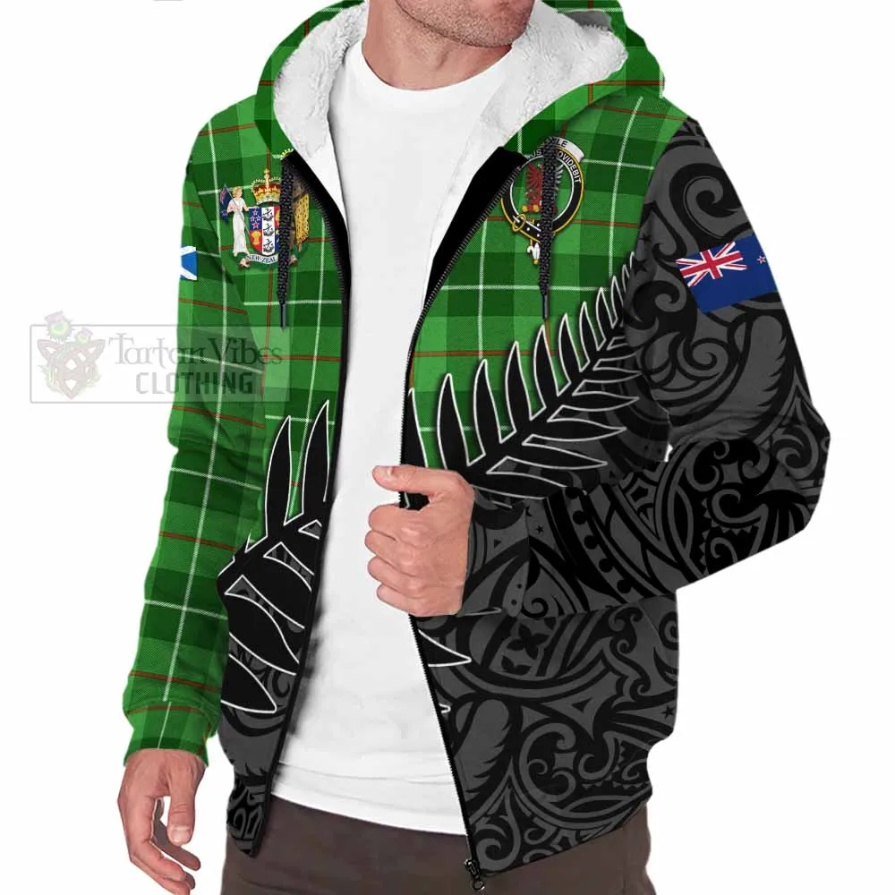 Boyle Crest Tartan Sherpa Hoodie with New Zealand Silver Fern Half Style