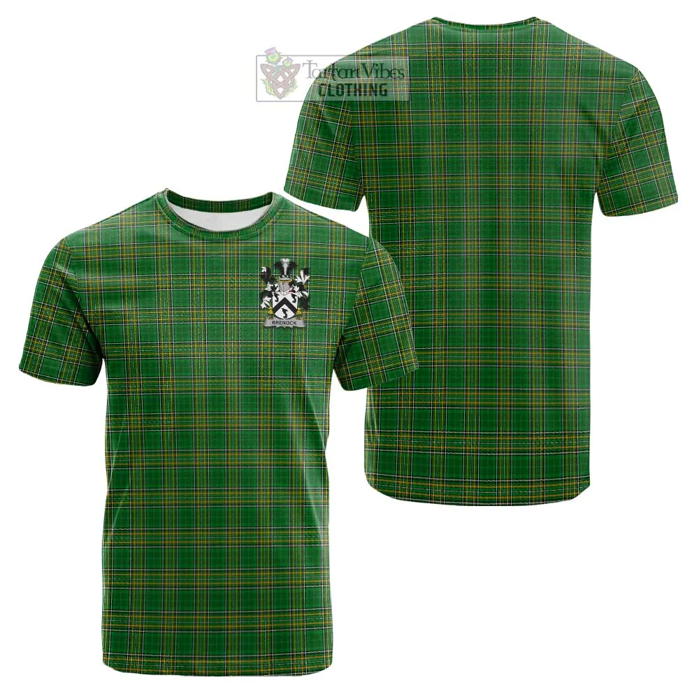 Brenock Irish Clan Tartan Cotton T-shirt with Coat of Arms