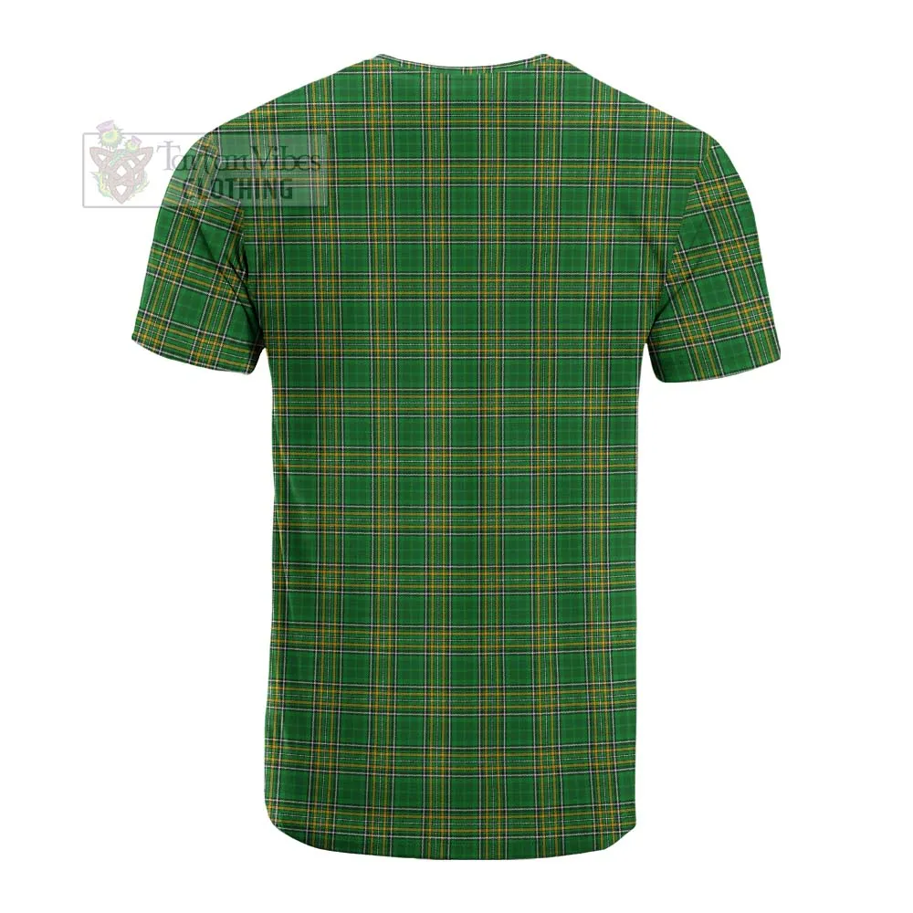 Brenock Irish Clan Tartan Cotton T-shirt with Coat of Arms