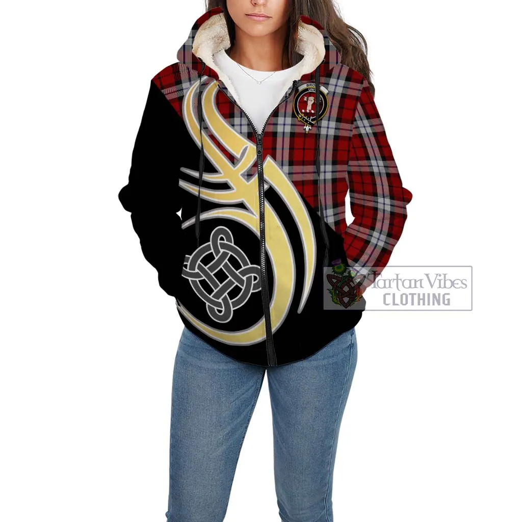 Brodie Dress Tartan Sherpa Hoodie with Family Crest and Celtic Symbol Style