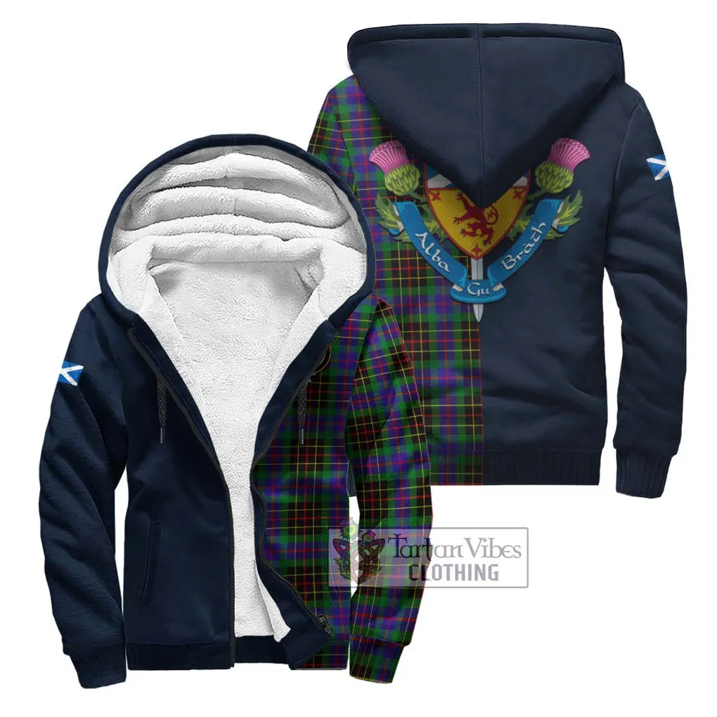 Brodie Hunting Modern Tartan Sherpa Hoodie Alba with Scottish Lion Royal Arm Half Style