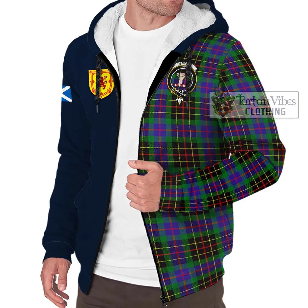 Brodie Hunting Modern Tartan Sherpa Hoodie Alba with Scottish Lion Royal Arm Half Style