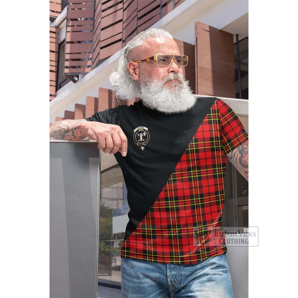 Brodie Modern Tartan Cotton T-shirt with Family Crest and Military Logo Style