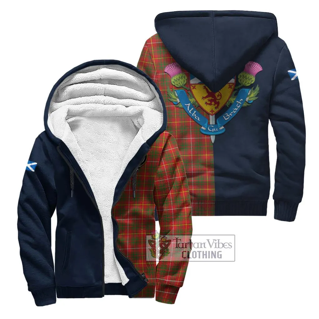 Bruce Modern Tartan Sherpa Hoodie Alba with Scottish Lion Royal Arm Half Style