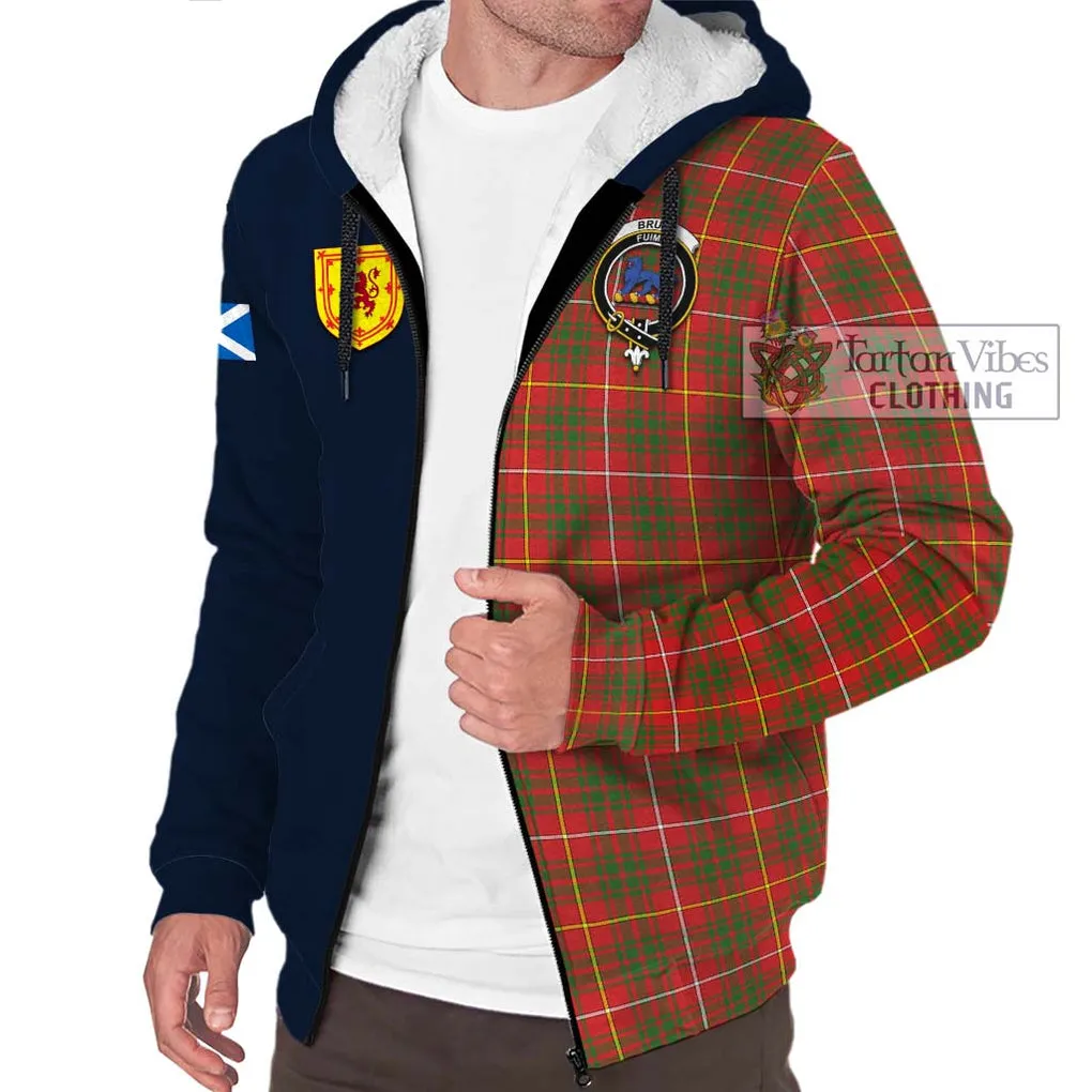 Bruce Modern Tartan Sherpa Hoodie Alba with Scottish Lion Royal Arm Half Style