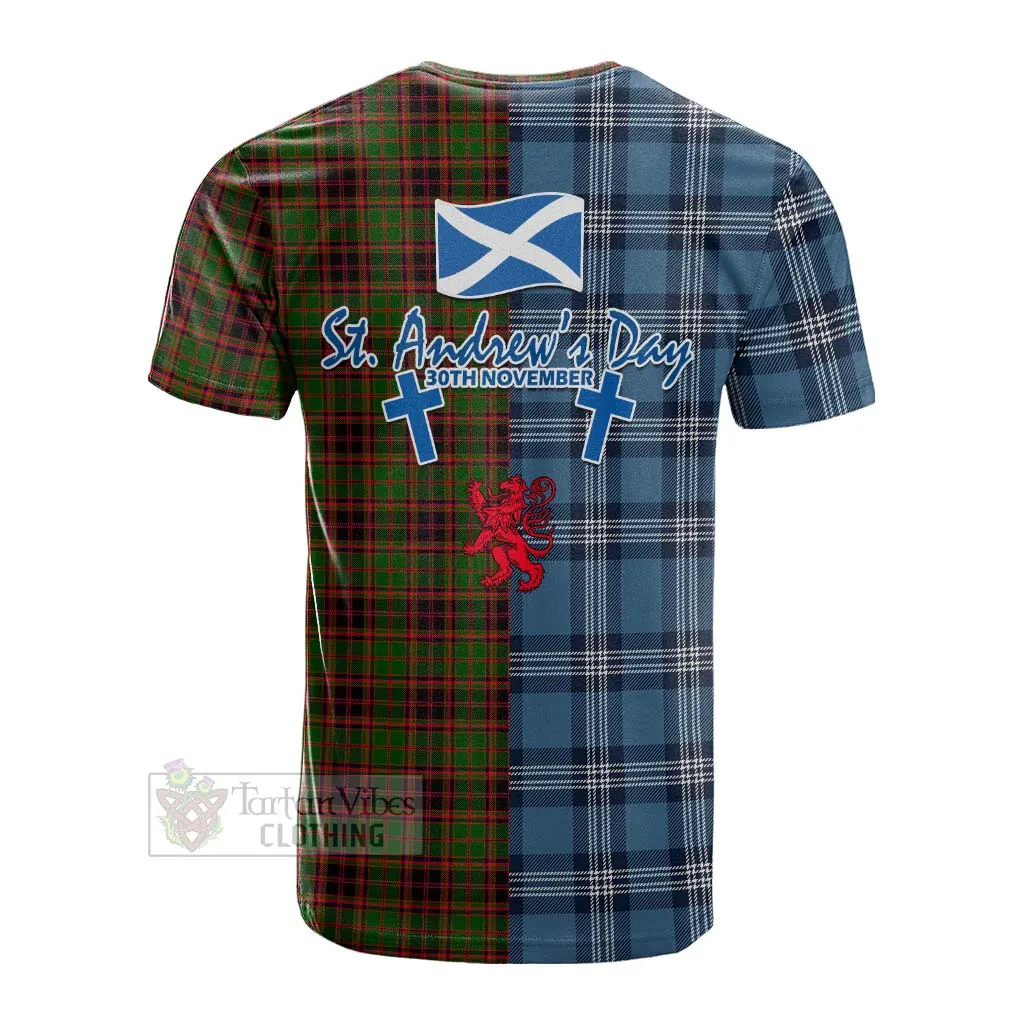 Buchan Tartan Cotton T-shirt Happy St. Andrew's Day Half Tartan Style