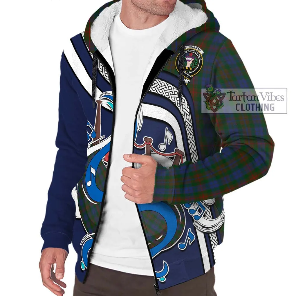 Buchanan Hunting Tartan Sherpa Hoodie with Epic Bagpipe Style