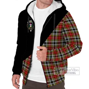 Buchanan Old Dress Tartan Sherpa Hoodie with Family Crest and Military Logo Style