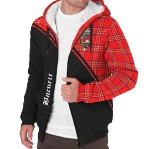 Burnett Modern Tartan Sherpa Hoodie with Family Crest Curve Style