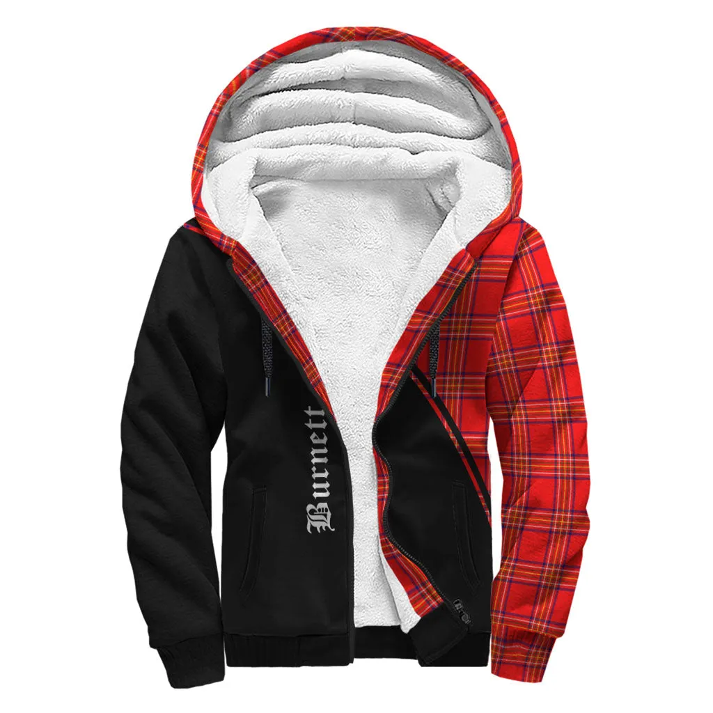 Burnett Modern Tartan Sherpa Hoodie with Family Crest Curve Style