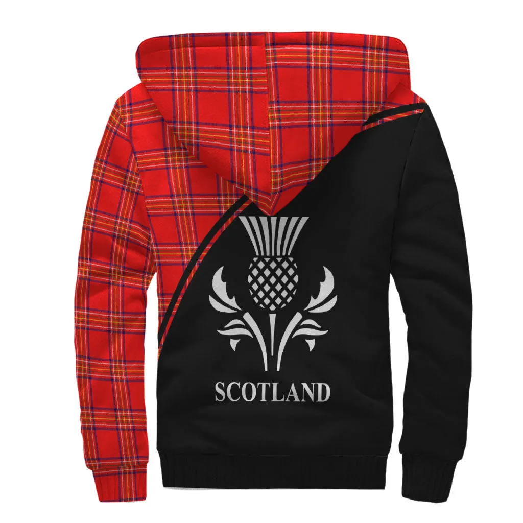 Burnett Modern Tartan Sherpa Hoodie with Family Crest Curve Style