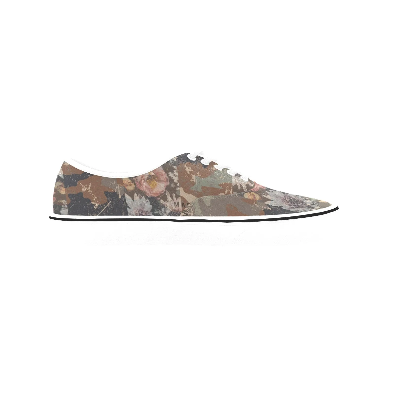 Camo Flowers, Women's Classic Canvas Low Top Sneakers