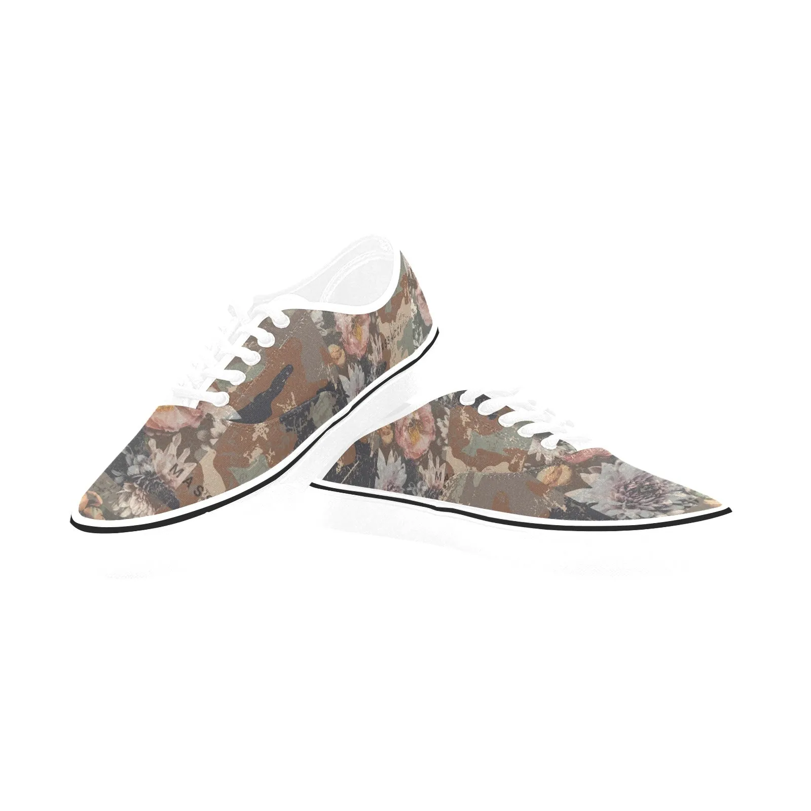 Camo Flowers, Women's Classic Canvas Low Top Sneakers