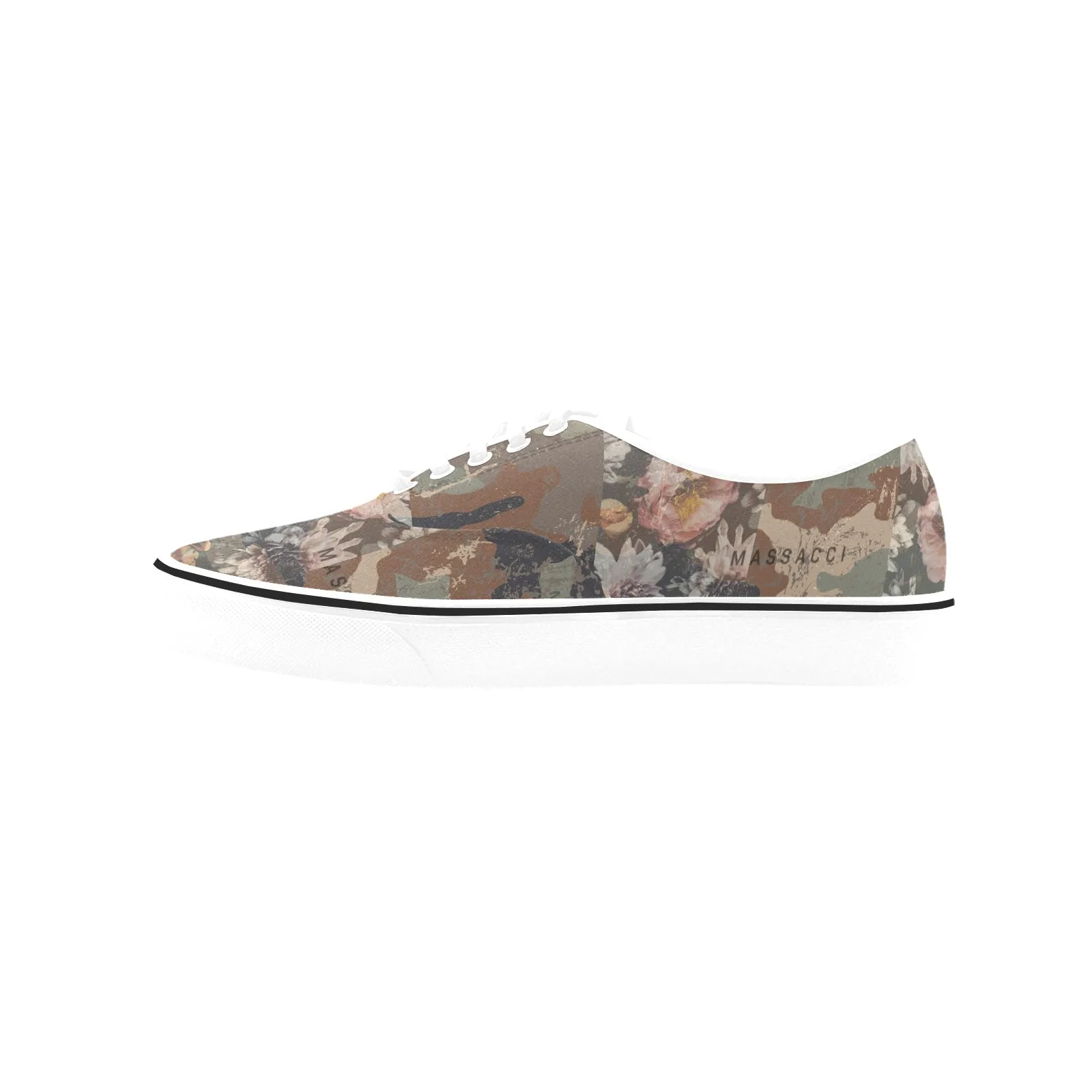 Camo Flowers, Women's Classic Canvas Low Top Sneakers