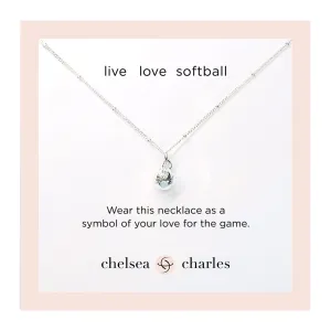 CC Sport Silver Softball Charm Necklace for Little Girls & Tweens