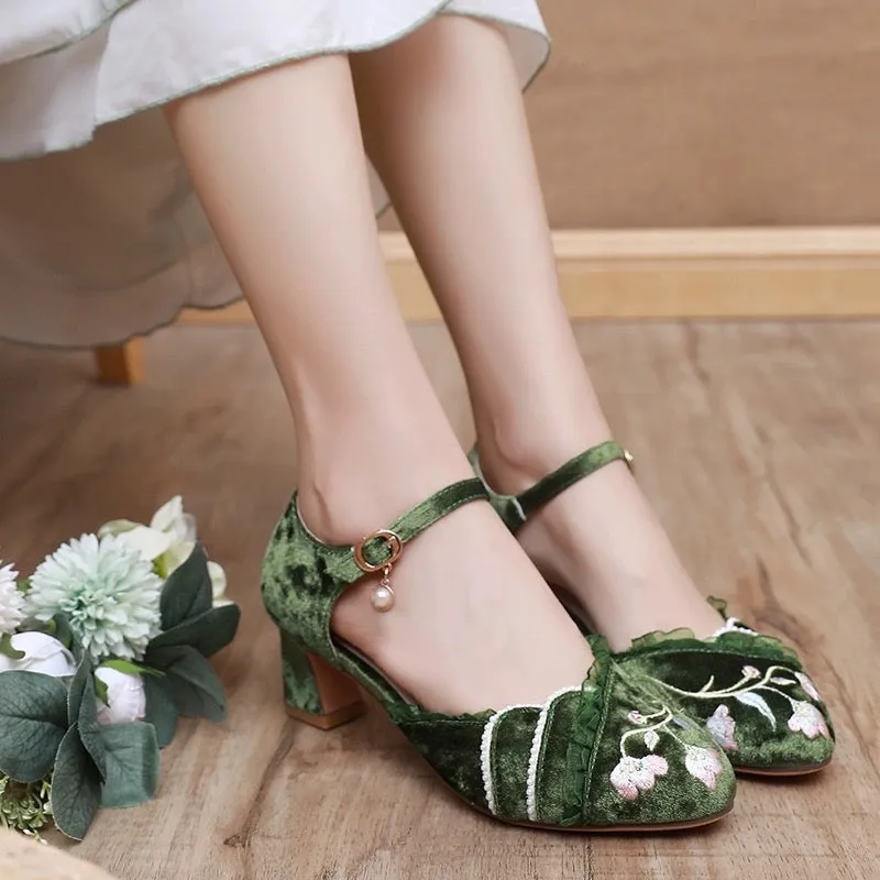 Cheongsam & Qipao Shoes: Moss