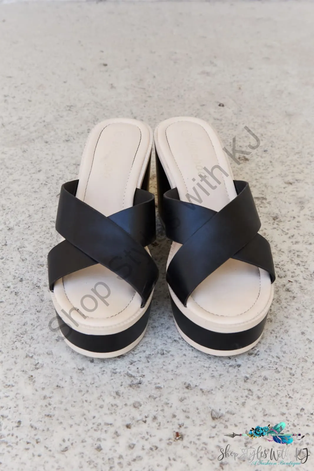 Cherish The Moments Contrast Platform Sandals in Black