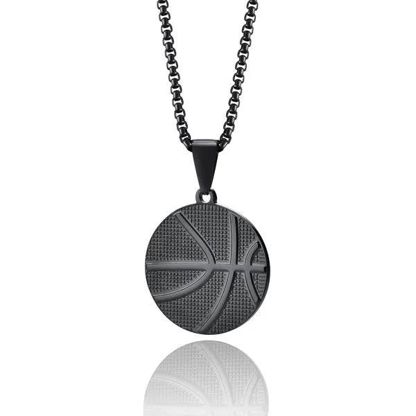 Classy Men Black Basketball Pendant Necklace