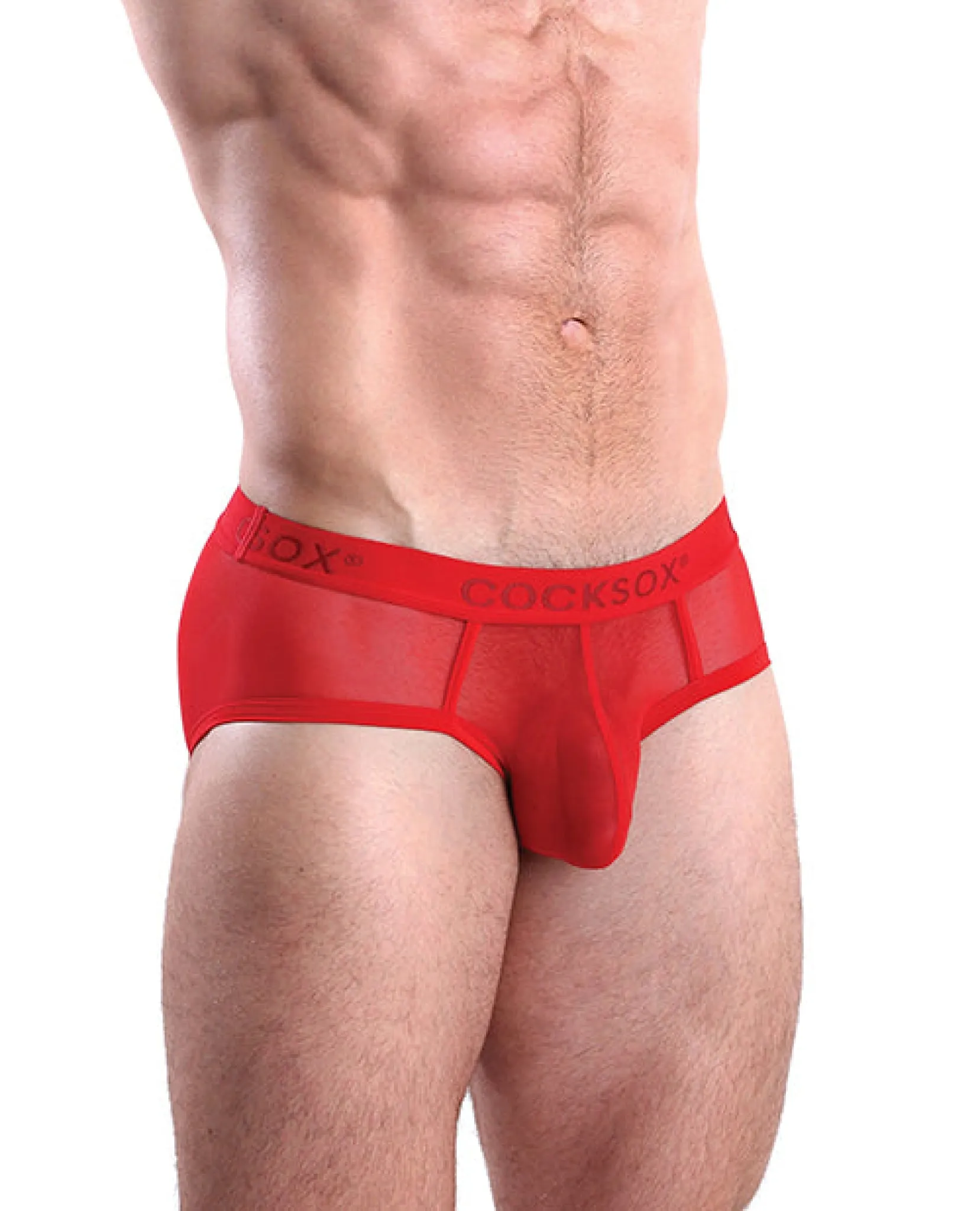 Cocksox Mesh Contour Pouch Sports Brief Fiery Red