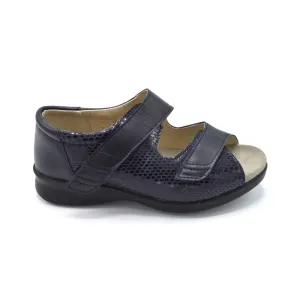 DB Bliss - Ladies Extra Wide Sandal - 6V(6E-8E) Fitting - Navy/Snake