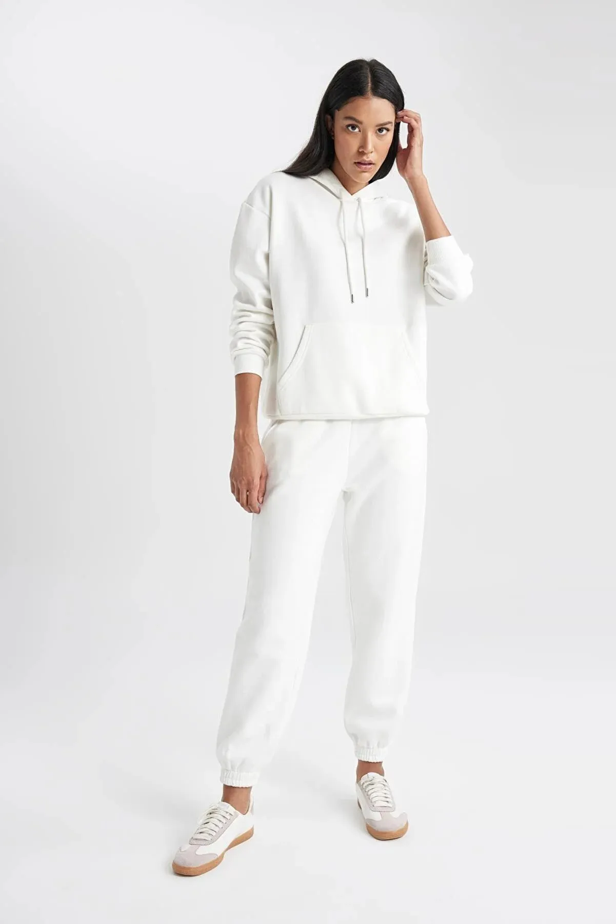 Defacto Women's White Lace Waist Jogger Tracksuit