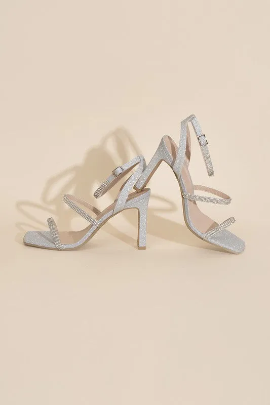 DEVIN Silver Rhinestone Heels