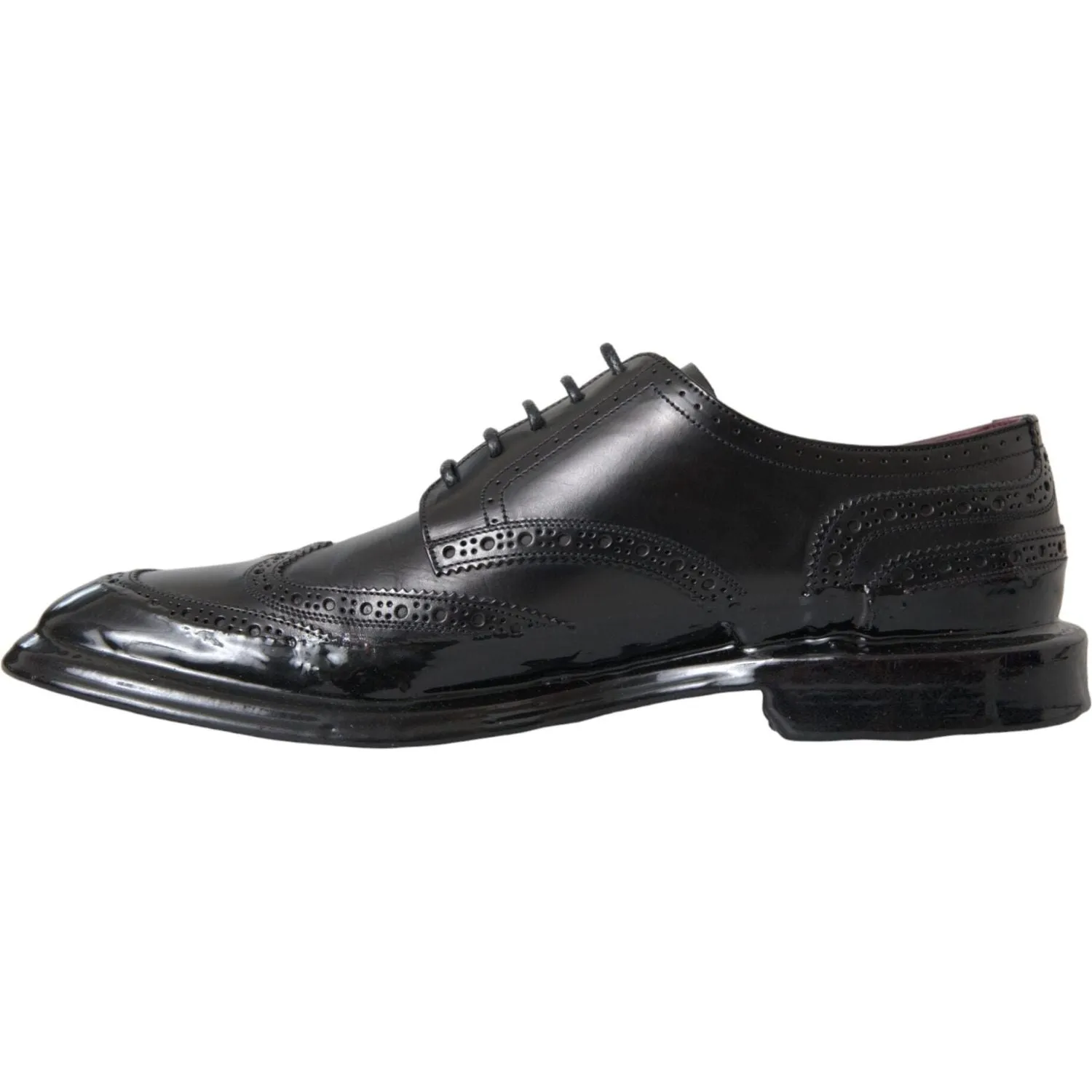 Dolce & Gabbana Black Leather Oxford Wingtip Formal Men Shoes