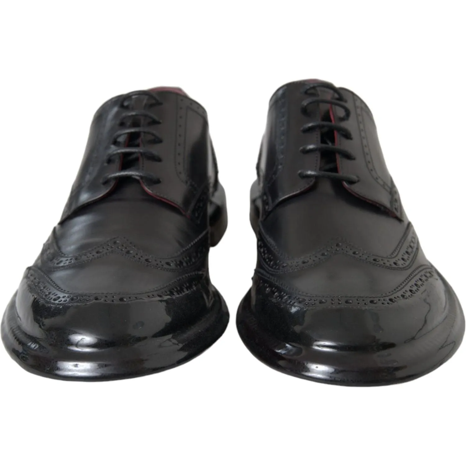 Dolce & Gabbana Black Leather Oxford Wingtip Formal Men Shoes