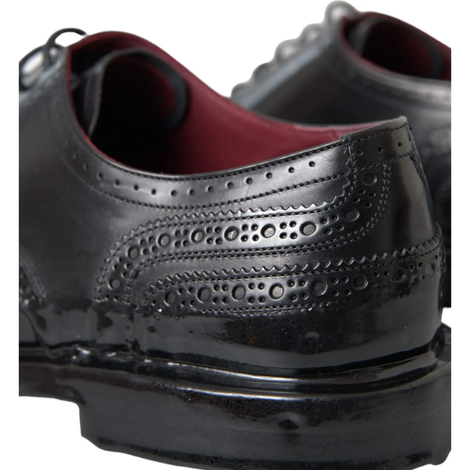 Dolce & Gabbana Black Leather Oxford Wingtip Formal Men Shoes