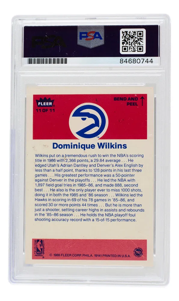 Dominique Wilkins Signed 1986 Atlanta Hawks Fleer Card #11 HOF 2006 Insc PSA/DNA