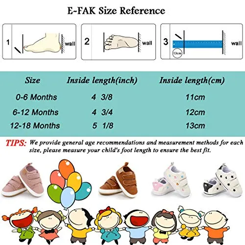 E-FAK Baby Boys Girls Shoes Non-Slip Rubber Sole Infant Toddler Sneakers Crib First Walker Shoes(0-18 Months) (01 Multi-Color, 12_Months)